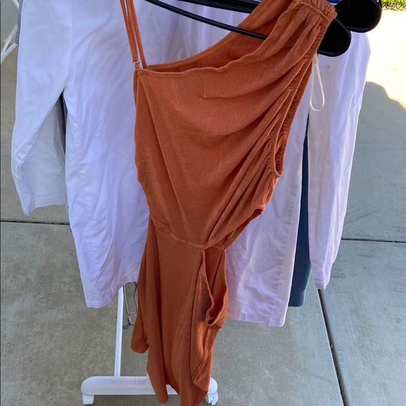 Terracotta One Shoulder Midi Dress - Picture 3 of 3